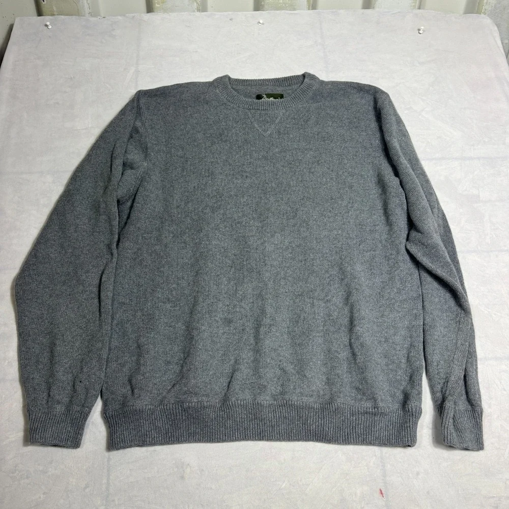 Eddie Bauer Mens Pullover Sweater Gray Knitted Outdoor Crew Neck Long Sleeve XLT